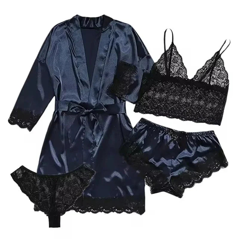 Valentine's Day 4 sets of lace satin sling pajamas set