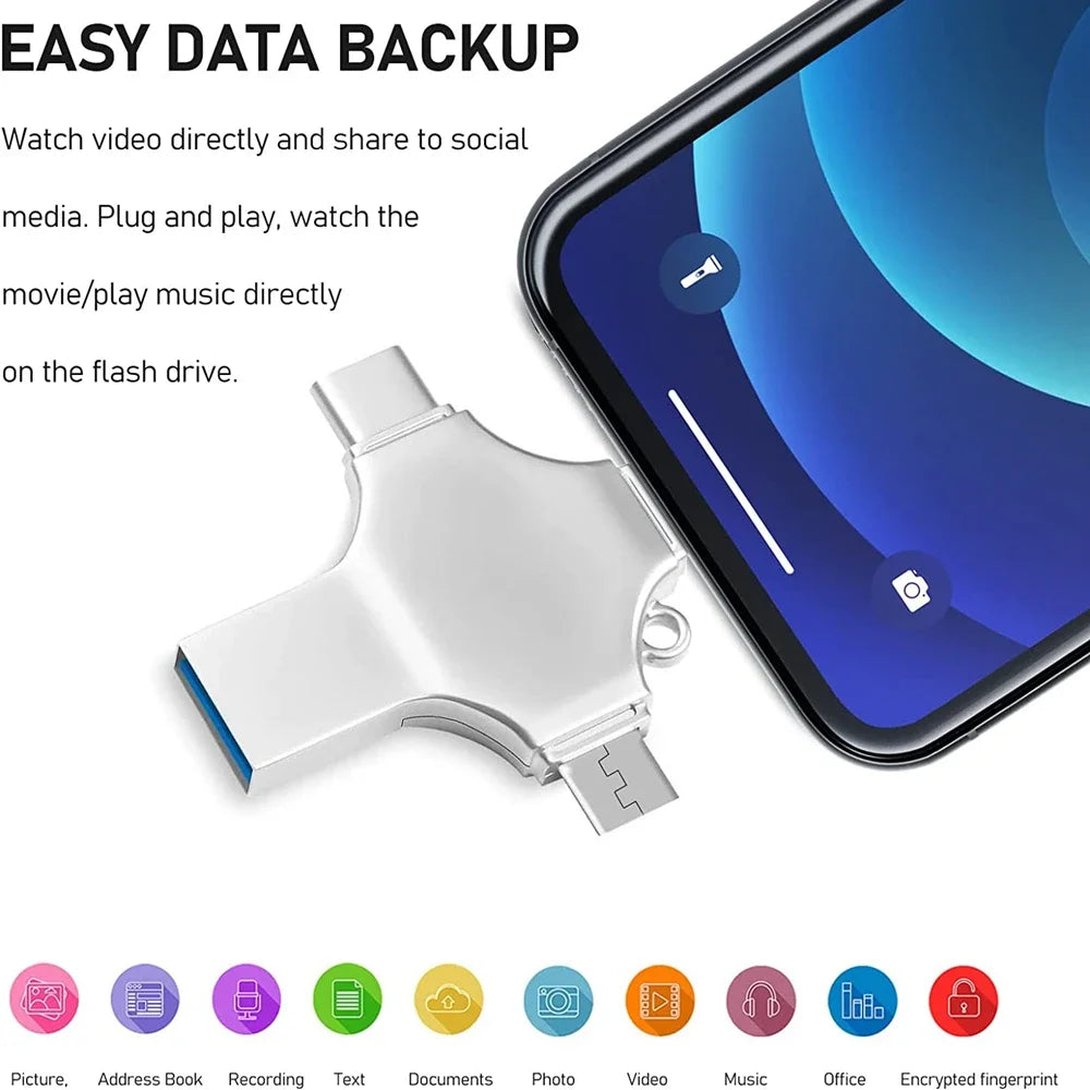 USB Flash Drive, 4-in-1 OTG Memory Stick