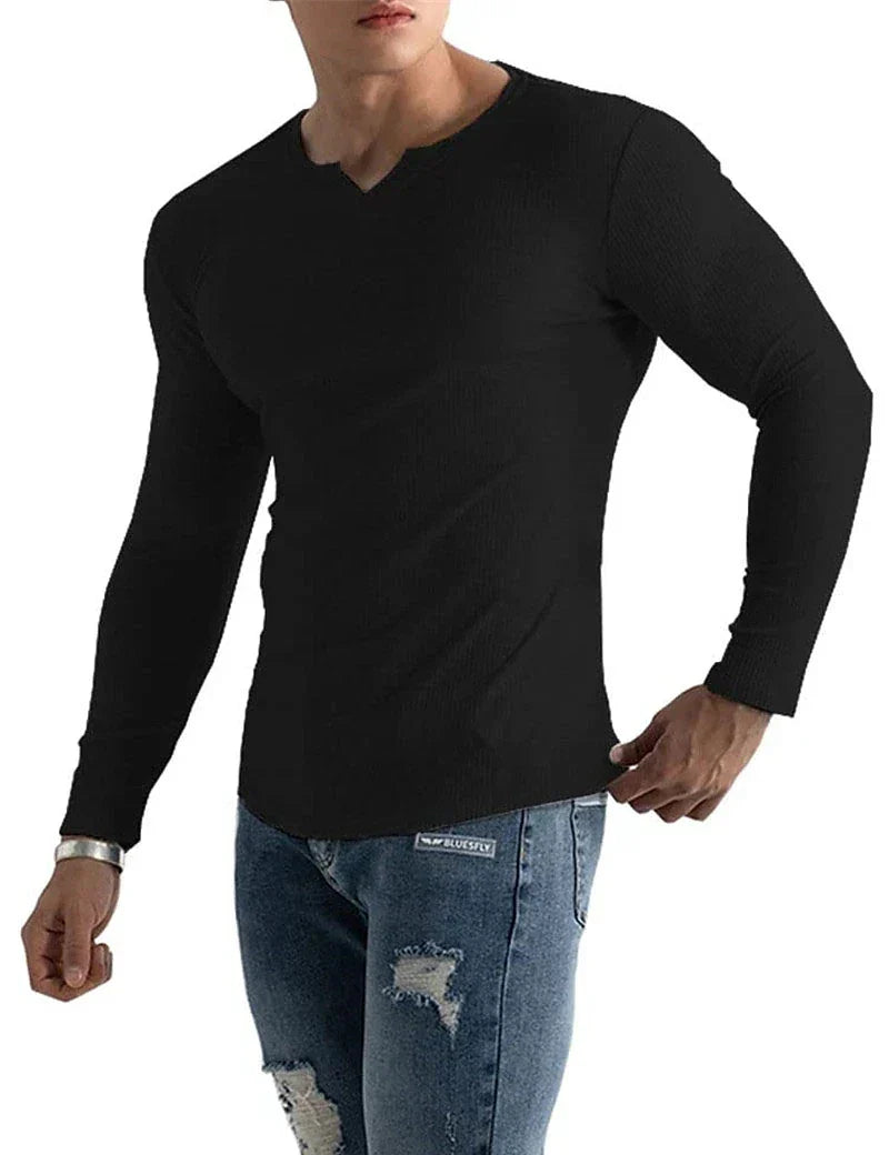 V-NECK LONG-SLEEVED SPORTS T-SHIRT