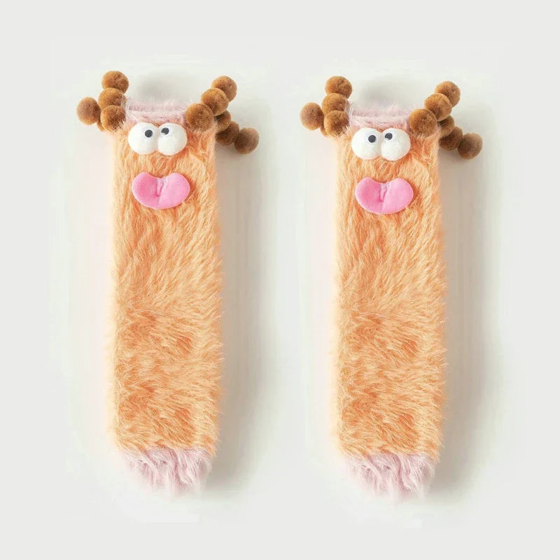 Warm Cozy Fluffy Cartoon Monster Socks