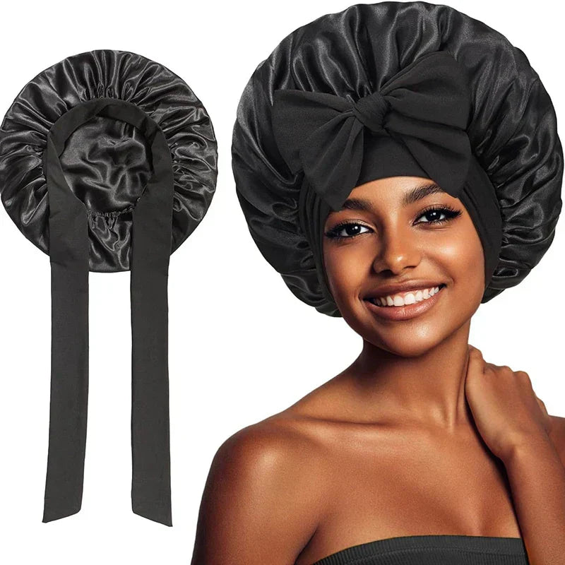Double Layered Satin Night Caps Hair Care Bonnet