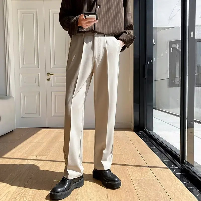 SPRING SUMMER ICE SILK STRAIGHT LEG PANTS