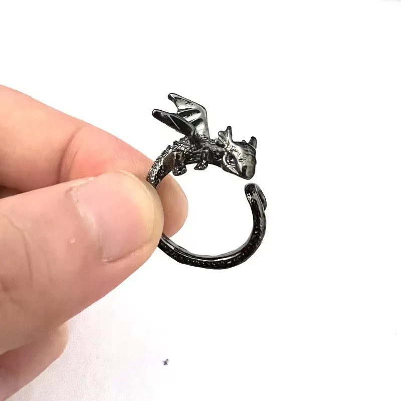 Handmade Dragon Embrace Adjustable Ring