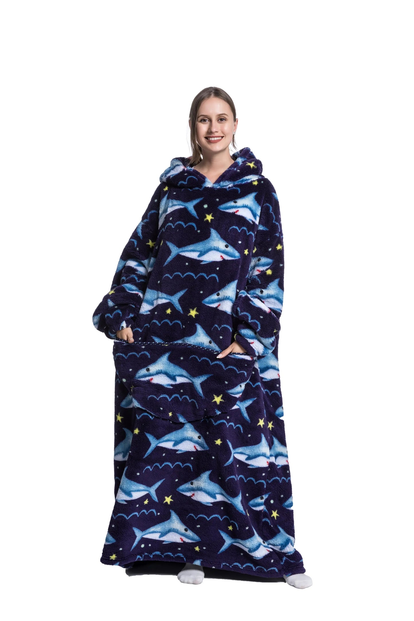 Cute Cartoon Print Hoodie Blanket