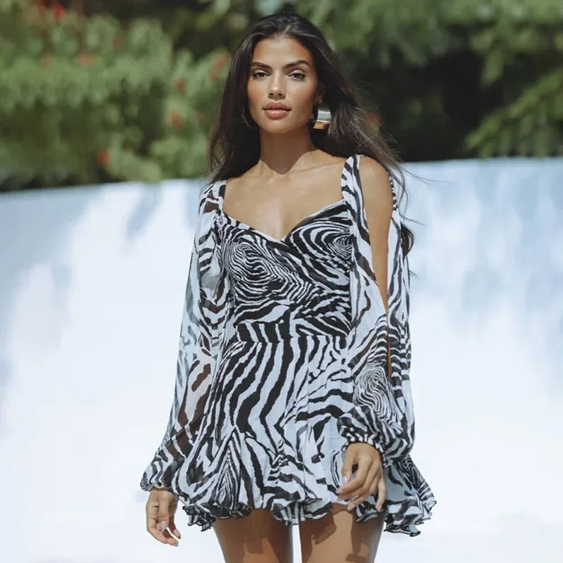 V-neck off-the-shoulder Dress