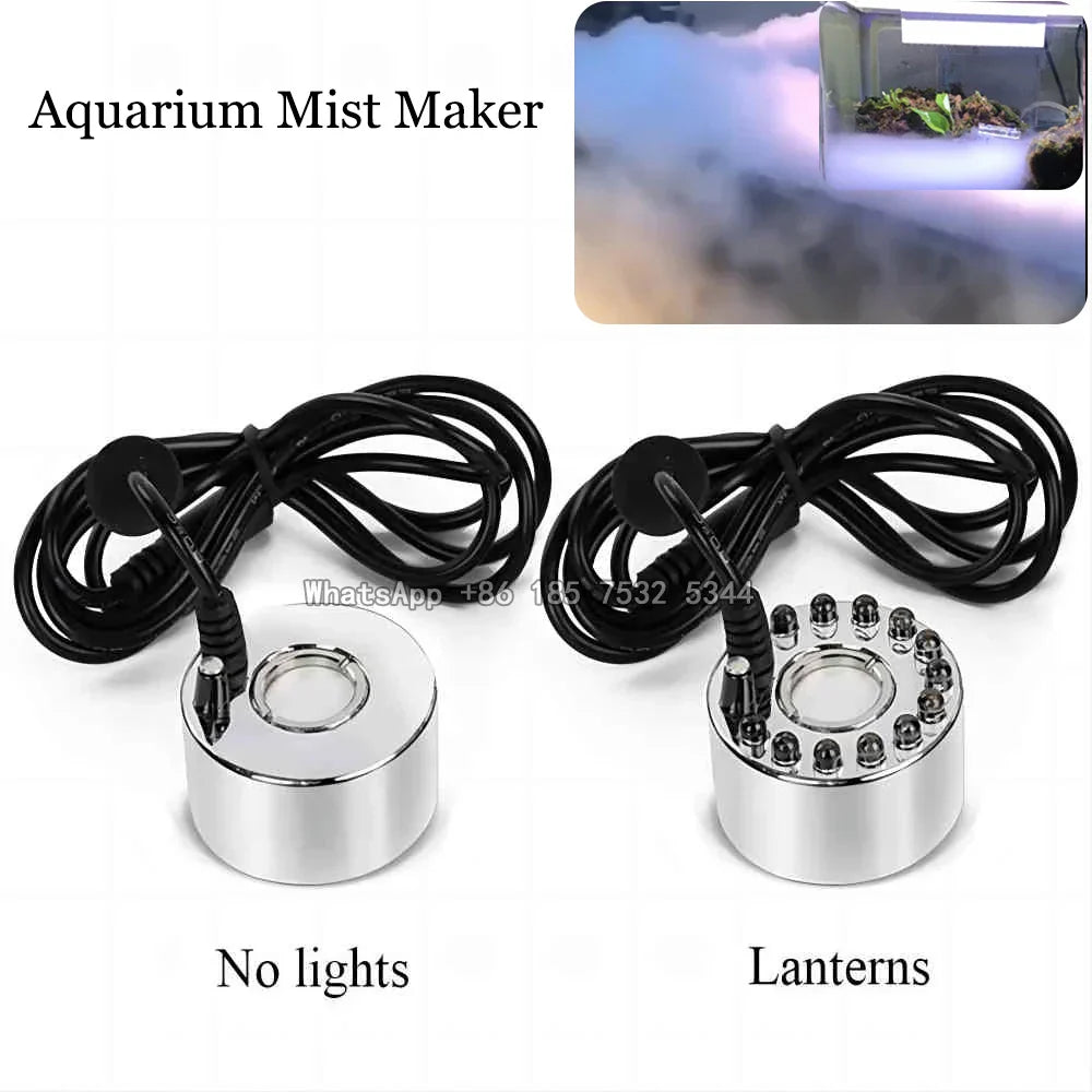 Mist Maker Water Fountain Pond Fogger Air Humidifier Atomizer Mini Fog Machine with 12 Color Changing LED Lights