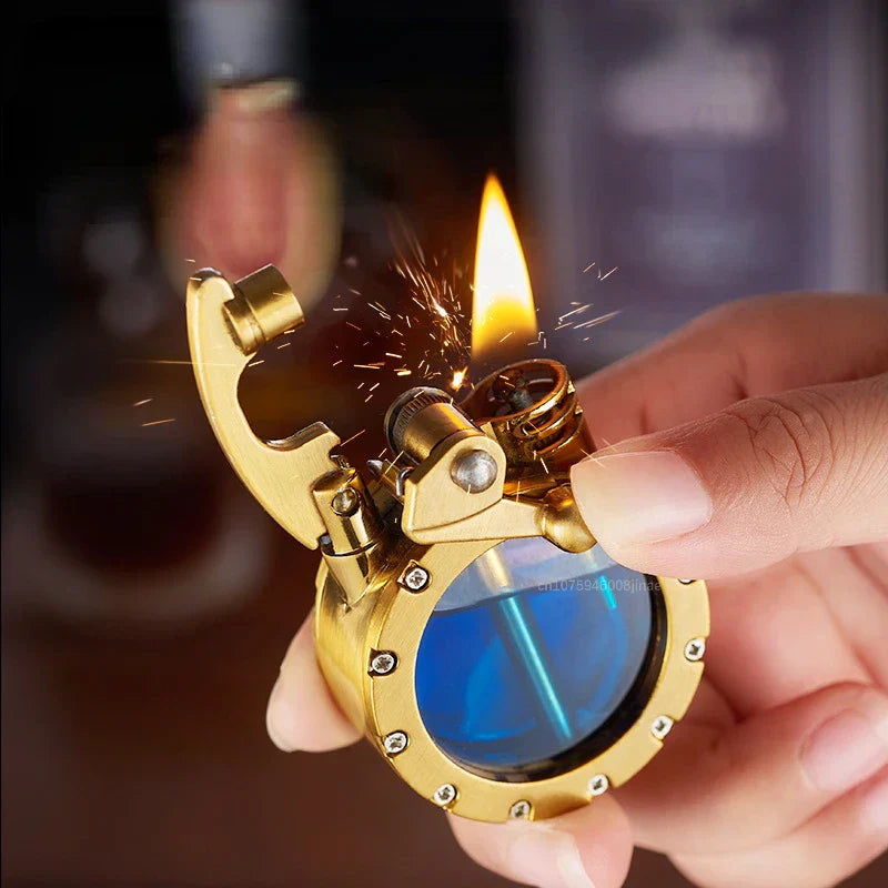 Vintage Trench Lighter Transparent Kerosene Lighter Antique Steampunk Lighter Cool Unique Lighter for Men