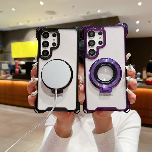 Electroplated Magnetic Stand Mobile Phone Cases For Samsung