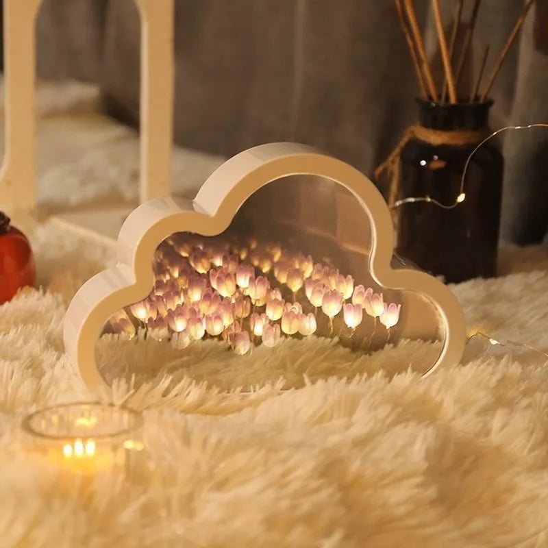 Beautiful Cloud Tulip Mirror Lamp Romantic Valentine's Day Gift