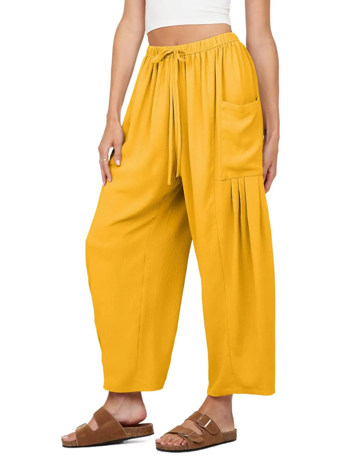 Women's Linen Wide Leg Pants with Pockets