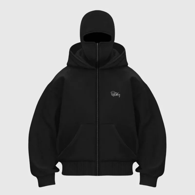 Trends Double layer hooded sweatshirt Mask Hoodie