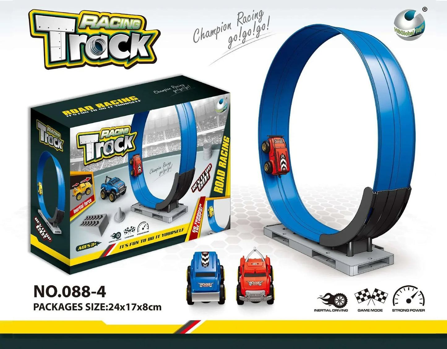 FlexTrack 5000 Blue Track for Toy Cars Flexible Race Track for Kids-15FT