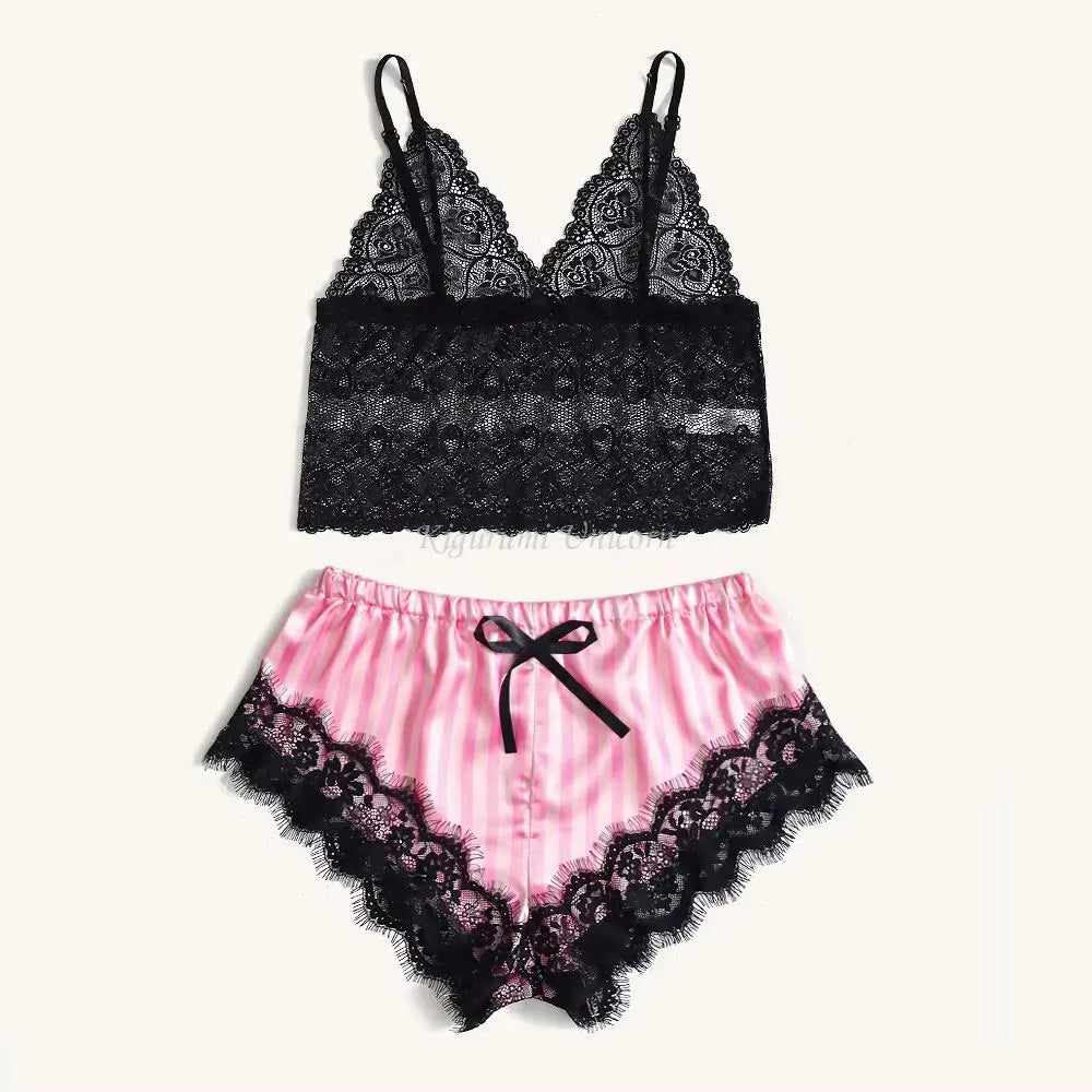 Valentine's Day 4 sets of lace satin sling pajamas set