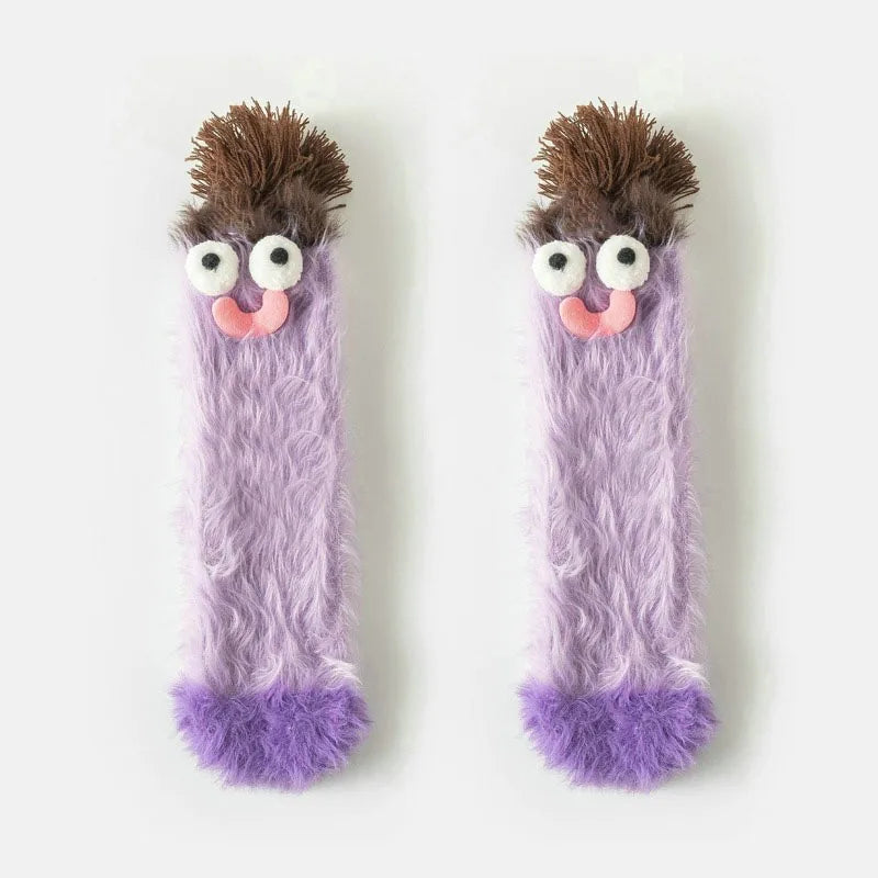 Warm Cozy Fluffy Cartoon Monster Socks