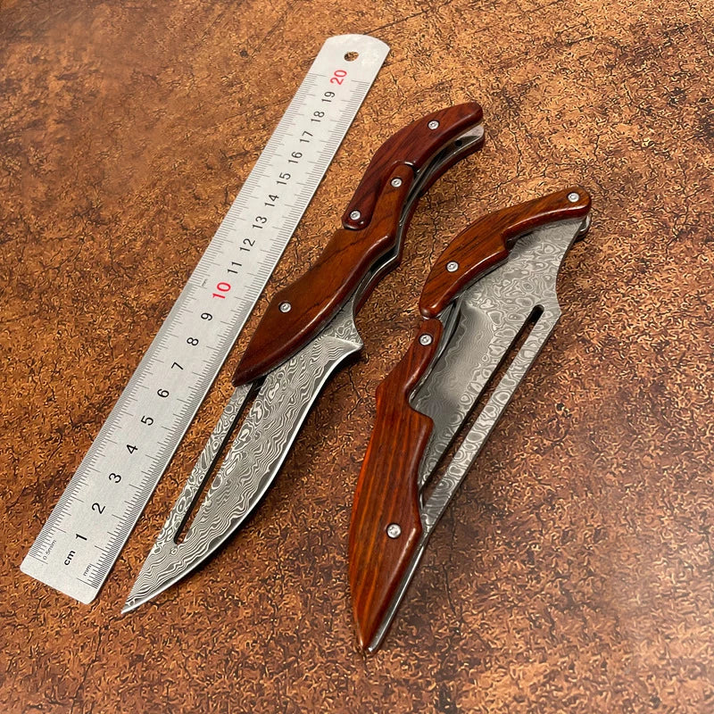 Damascus Outdoor Mechanical Folding Knife