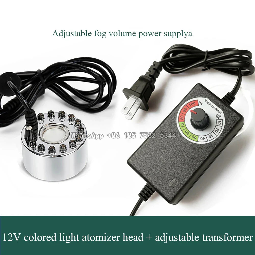 Mist Maker Water Fountain Pond Fogger Air Humidifier Atomizer Mini Fog Machine with 12 Color Changing LED Lights