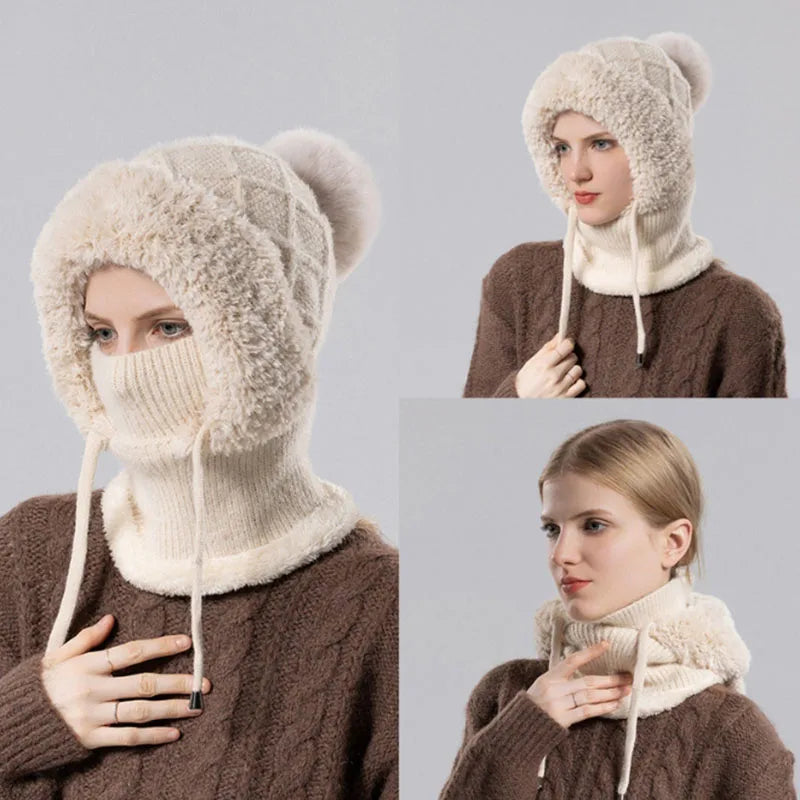 Warm knitted windbreaker hood