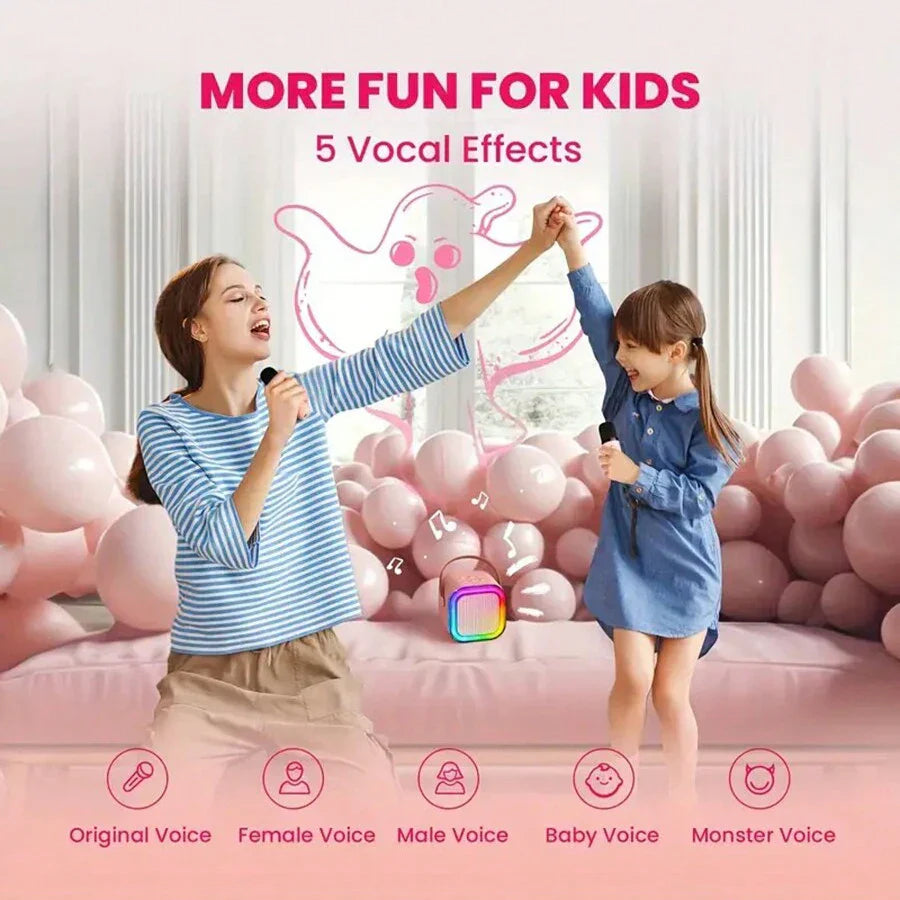 Mini Karaoke Machine With 2 Wireless Microphones