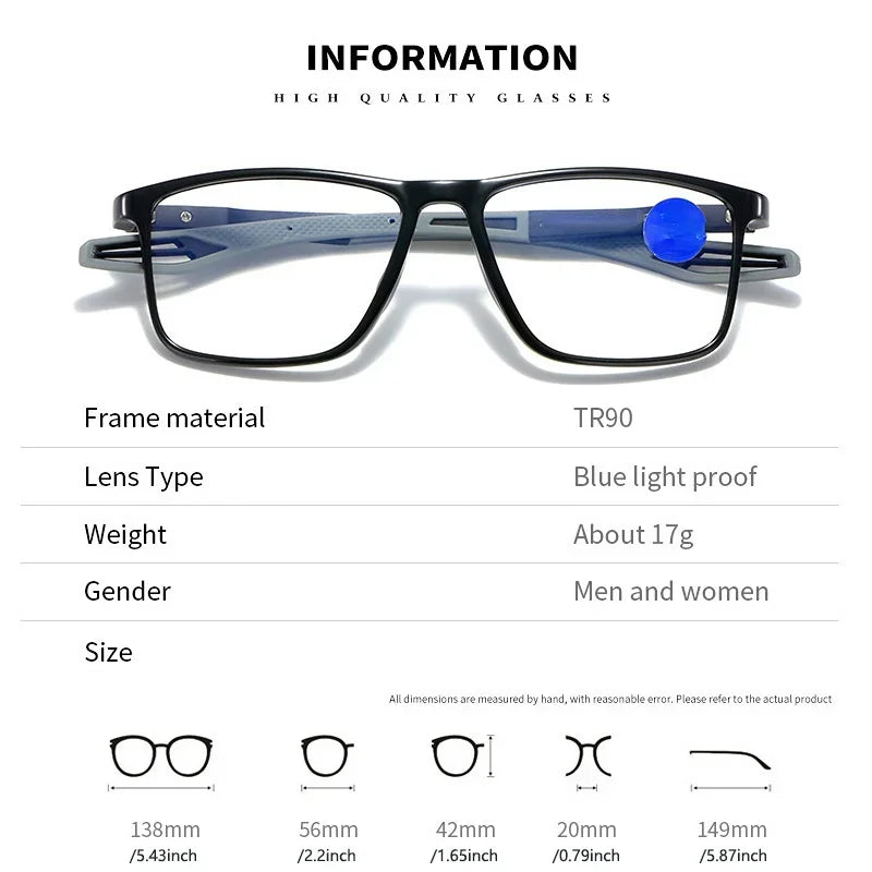 Fashionable silicone sports reading glasses