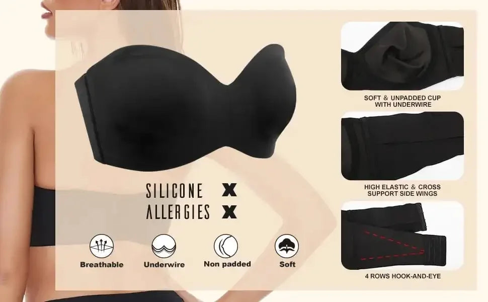 Non-Slip Multi-Way Strapless Bra