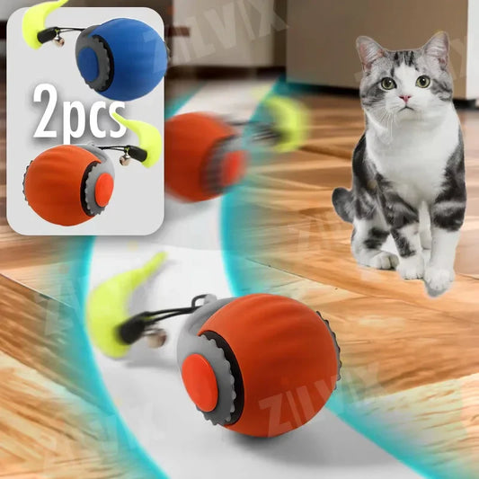 Speedy Tail 2.0 - Interactive Electric Rolling Ball with Teasing Tail – Smart Cat Toy for Indoor & Outdoor Fun