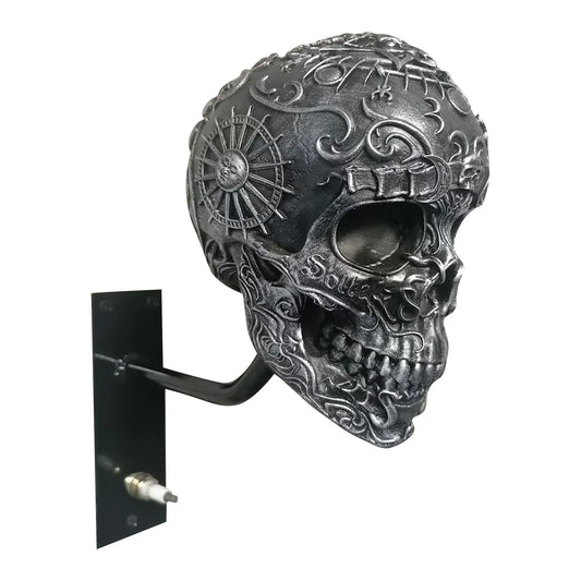 Motorcycle helmet and jacket skull holder