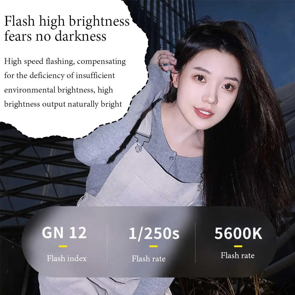Mini Camera Flash Speedlite 5600K GN12 Standard Hot Shoe Mount for Sony Canon Nikon Panasonic Olympus DSLR Camera