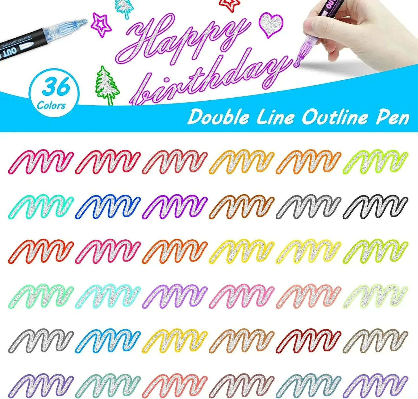 Double Line Outline Art Pen Marker Pen