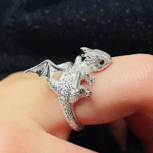 Handmade Dragon Embrace Adjustable Ring