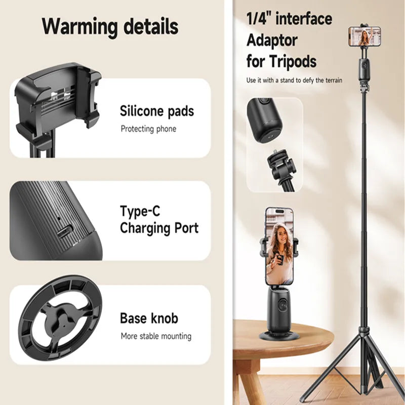 P03 Intelligent AI Face Recognition 360° Follow-up Anti-shake Mobile Phone Desktop Gimbal Stabilizer