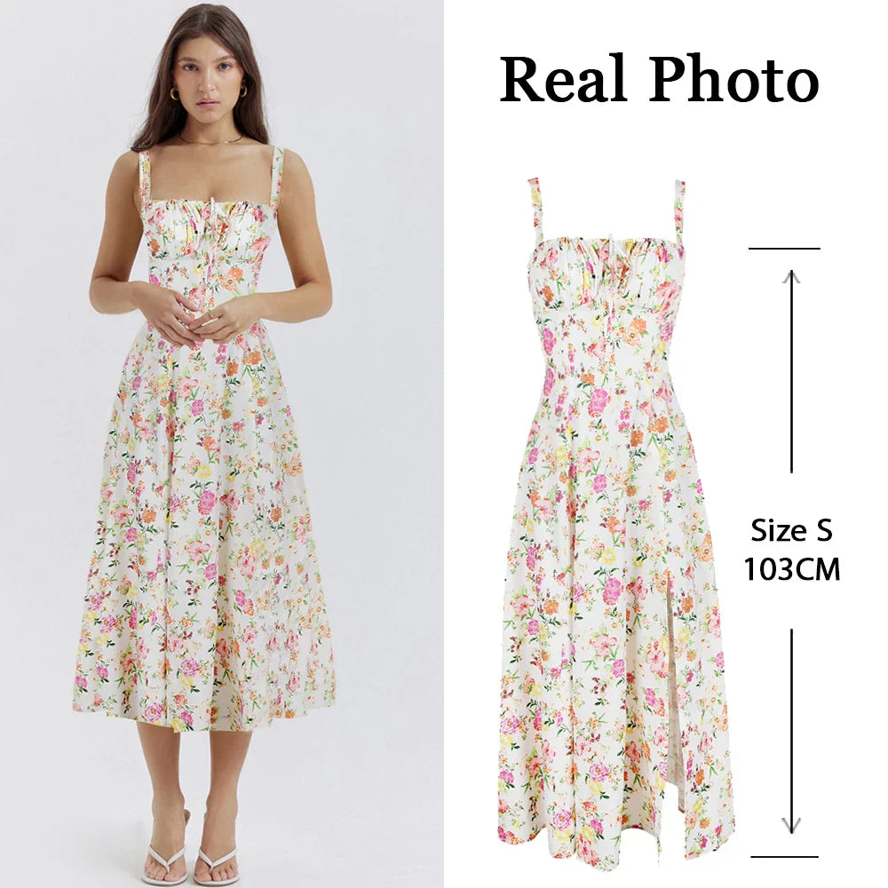 Floral Bustier Midriff Waist Shaper Dress