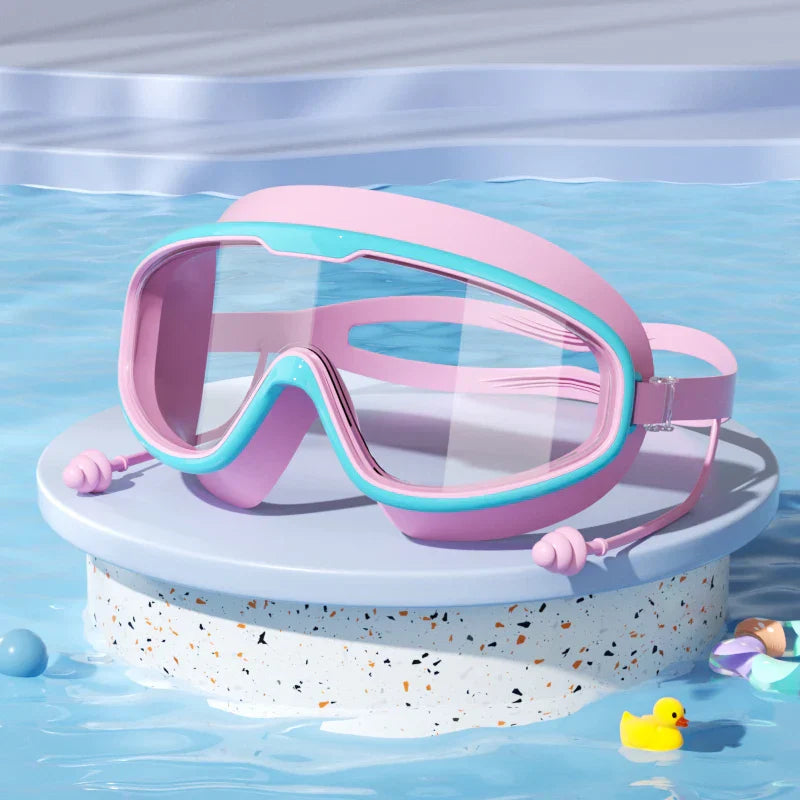 HD children's large frame waterproof and anti-fog swimming goggles