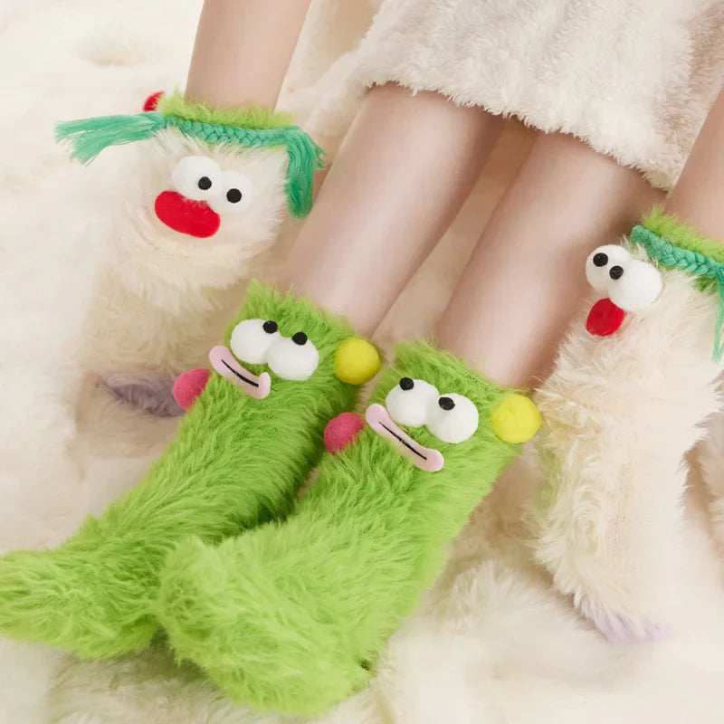 Warm Cozy Fluffy Cartoon Monster Socks