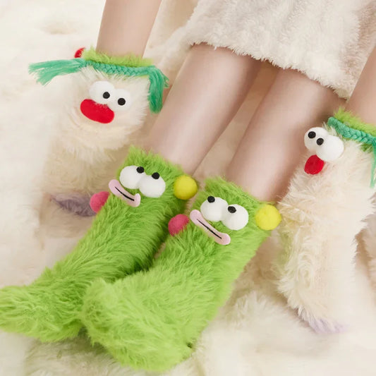 Warm Cozy Fluffy Cartoon Monster Socks