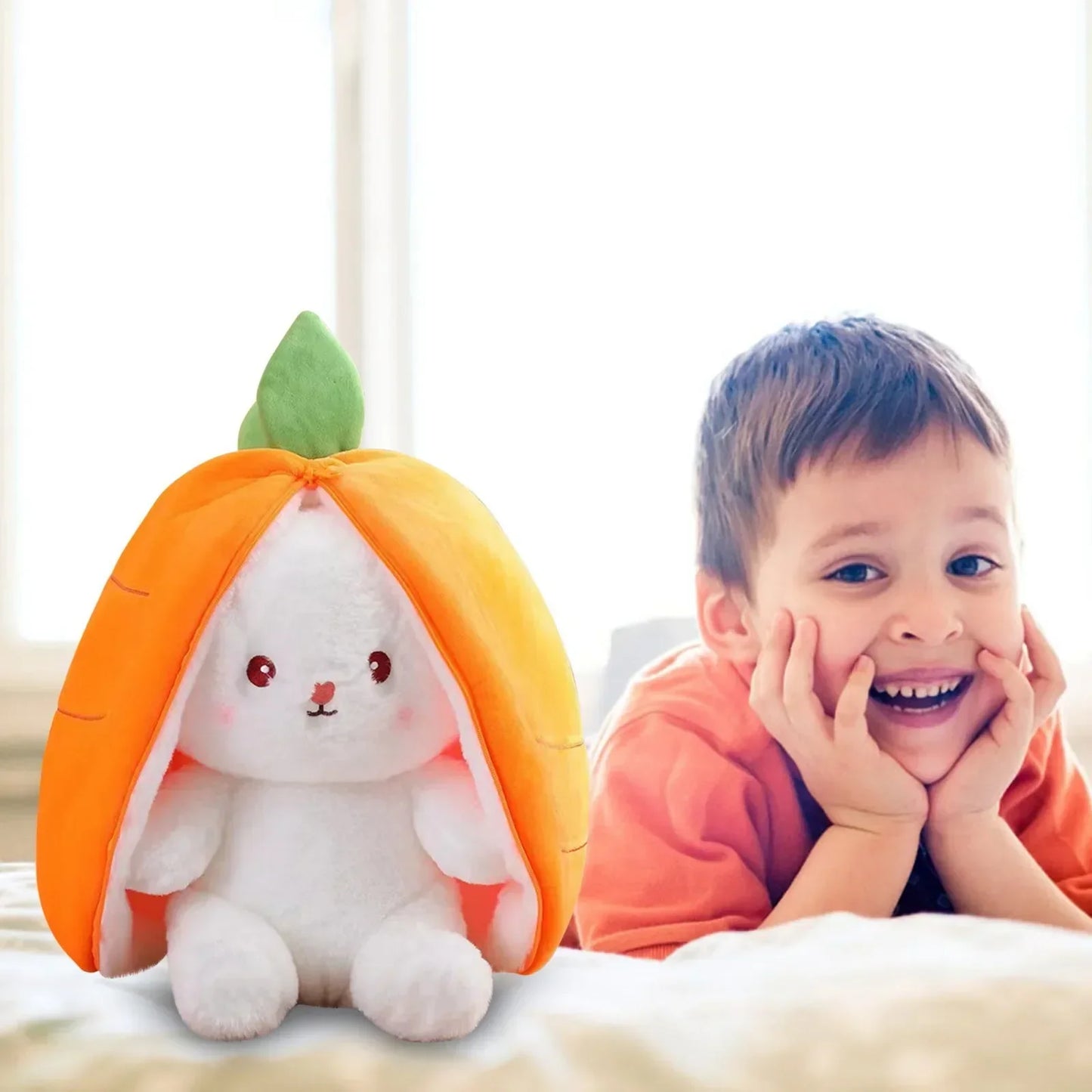 Strawberry Bunny Transformed into Little Rabbit Fruit Doll Plush Toy