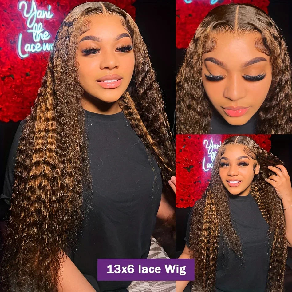 Water Wave Highlight Ombre Color Invisi Strap Snug Fit 360 Skin Lace Frontal Wig Glueless Human Hair