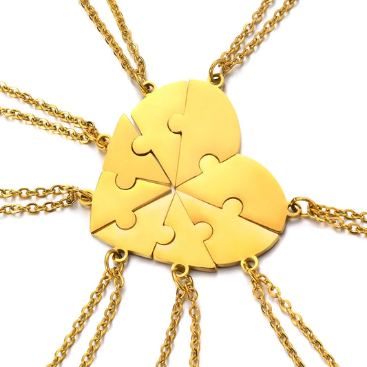 Friendship Puzzle Hearts -Personalized Heart pendant puzzle necklace, Gift For Friend/Family