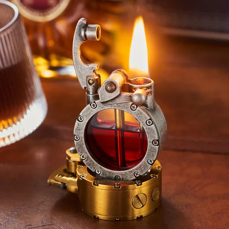 Vintage Trench Lighter Transparent Kerosene Lighter Antique Steampunk Lighter Cool Unique Lighter for Men