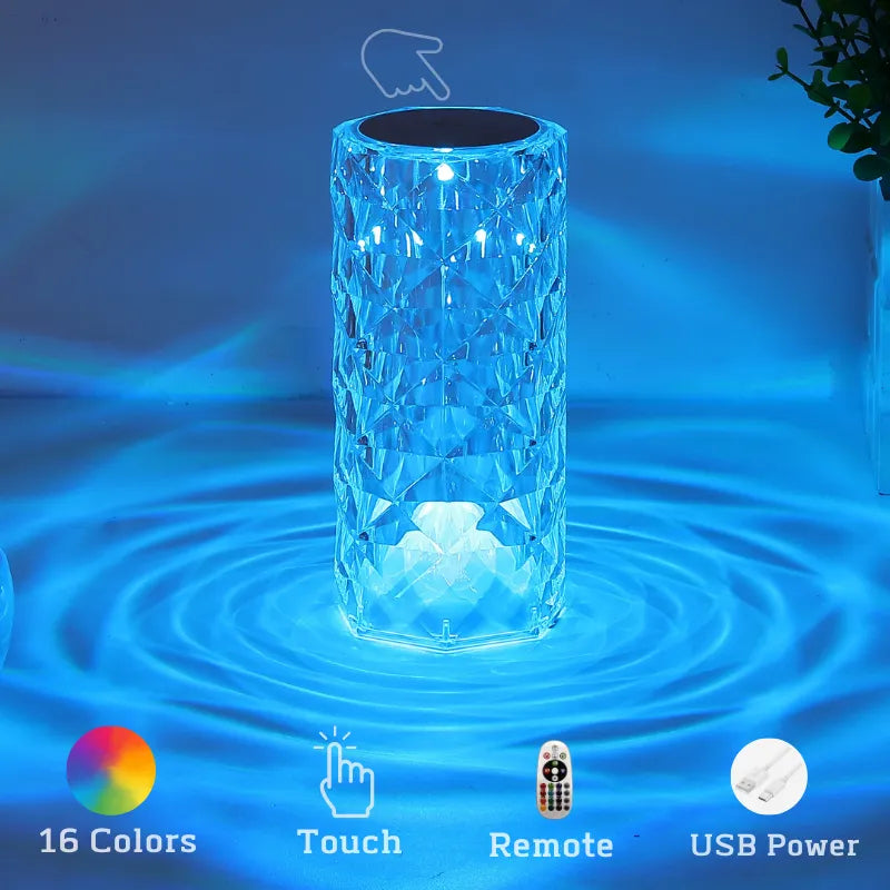 16 Colors Rose Rays Diamond Table Lamp
