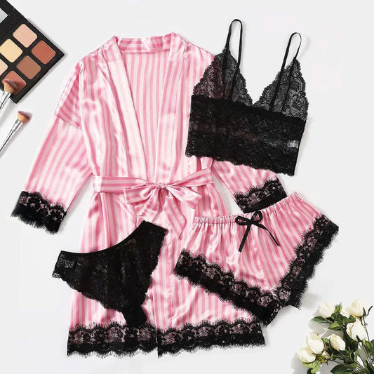 Valentine's Day 4 sets of lace satin sling pajamas set