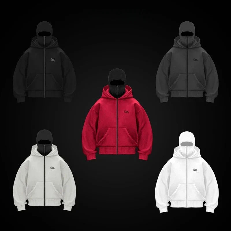 Trends Double layer hooded sweatshirt Mask Hoodie