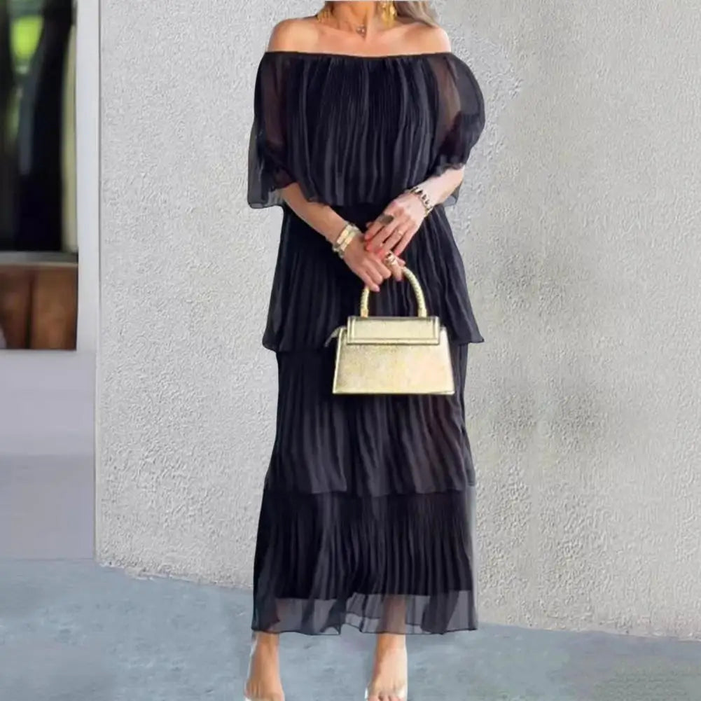 Elegant chiffon cake long dress