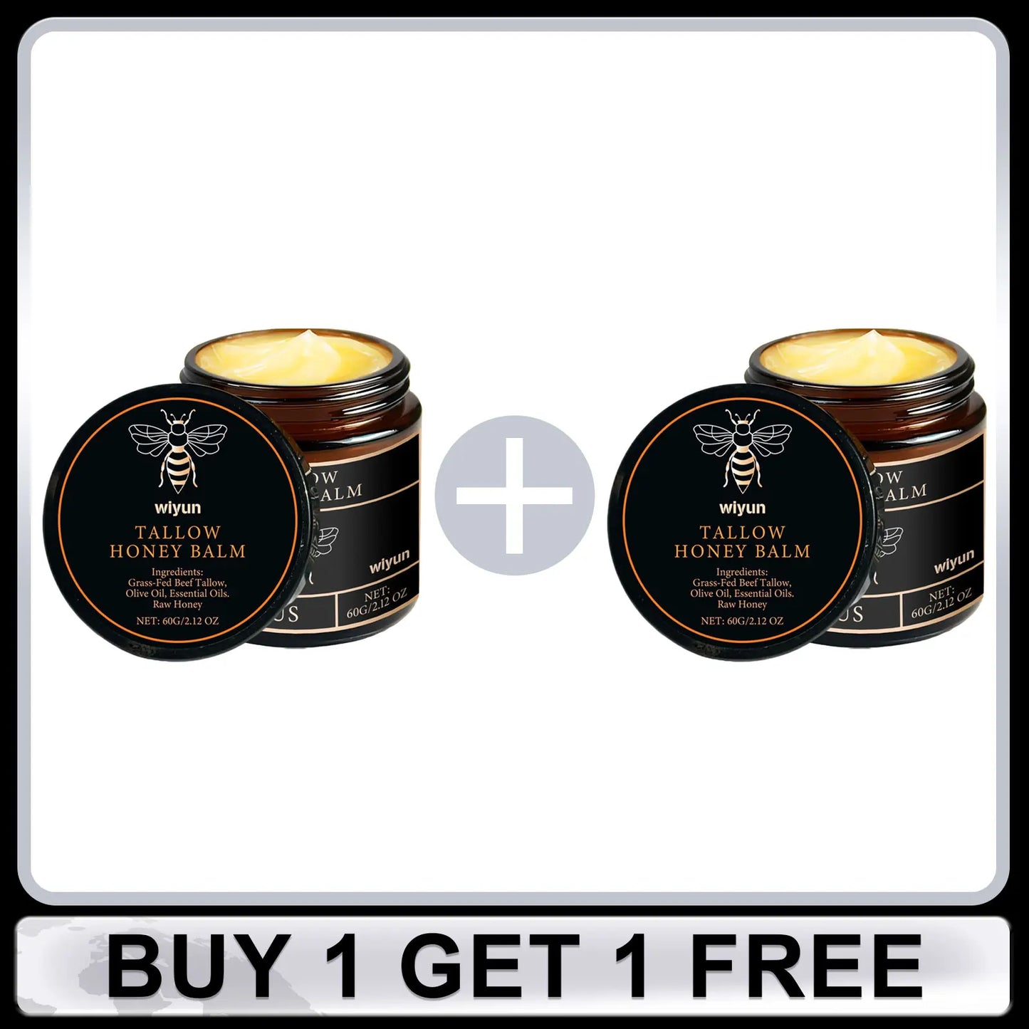 TERRA LOTUS Handmade Organic Grass-Fed Beef Tallow Balm with Raw Honey