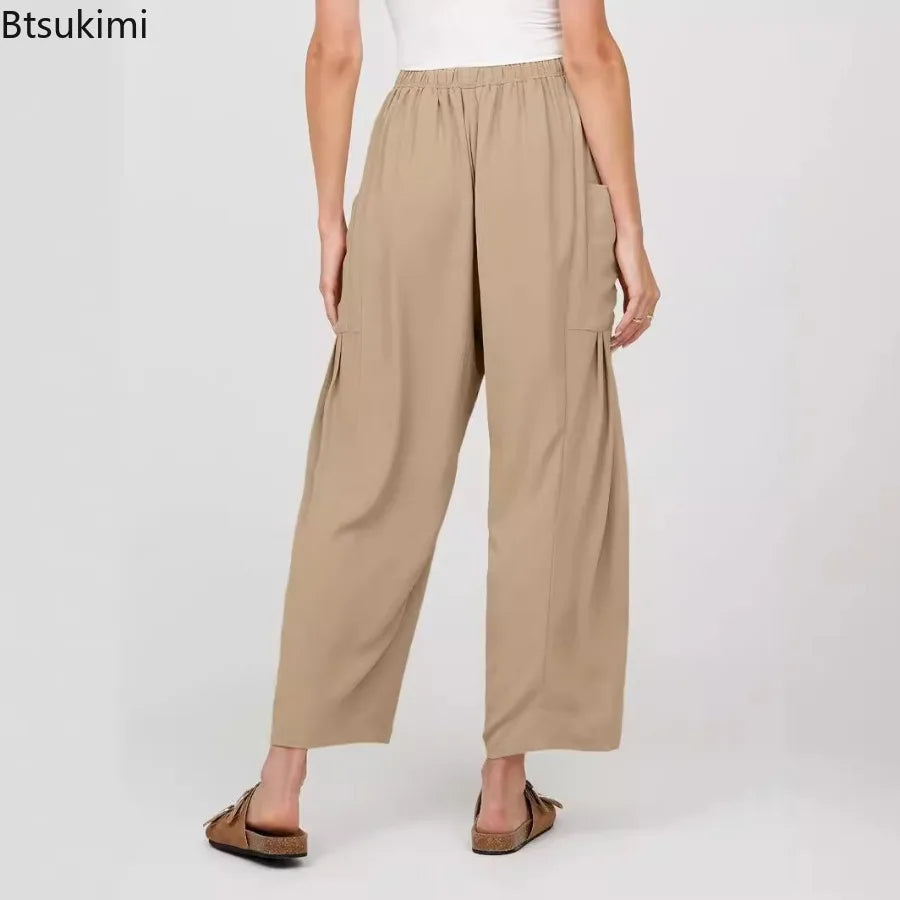 Women's Linen Wide Leg Pants with Pockets