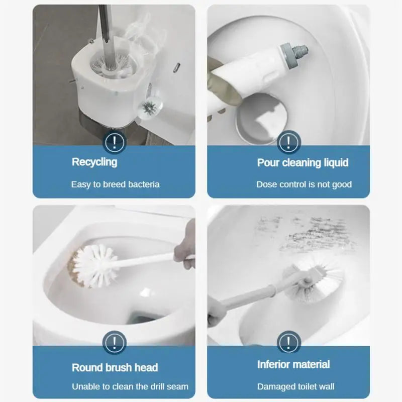Disposable Replacement Brush Head Toilet Brush Set