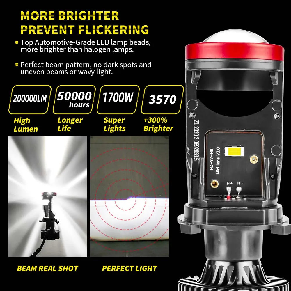 Y7D H4 LED Headlight Canbus Car Light 6500K 90W 18000LM Conversion Kit High/Low Beam