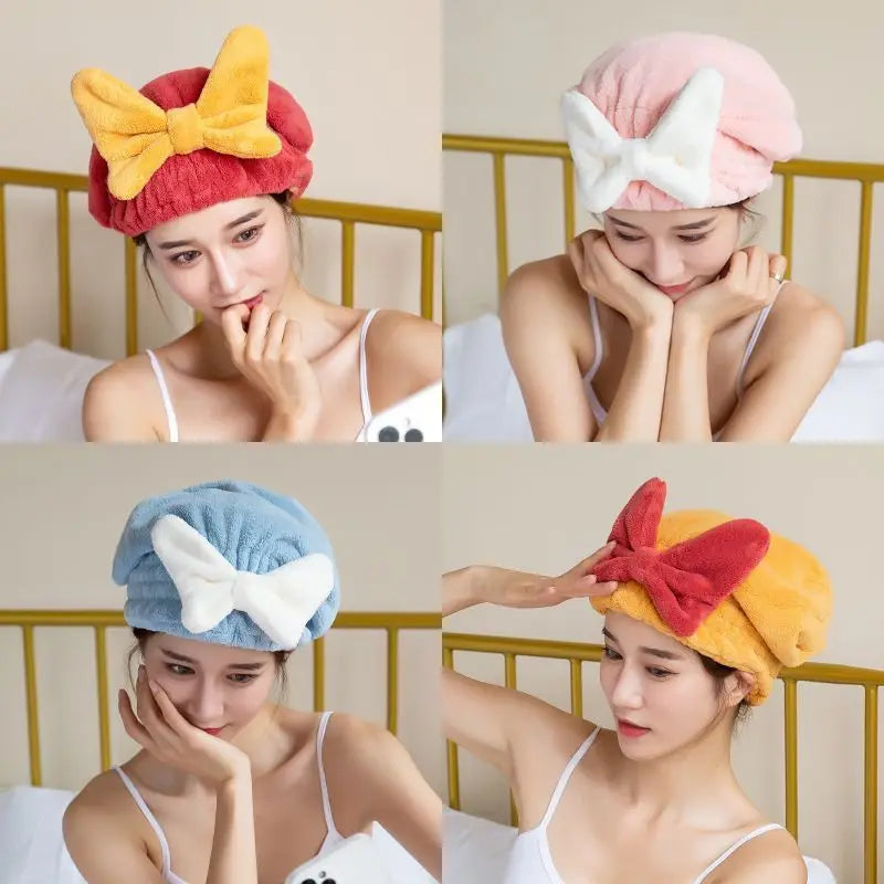 Super Absorbent And Quick-Drying Bow Dry Hair Cap