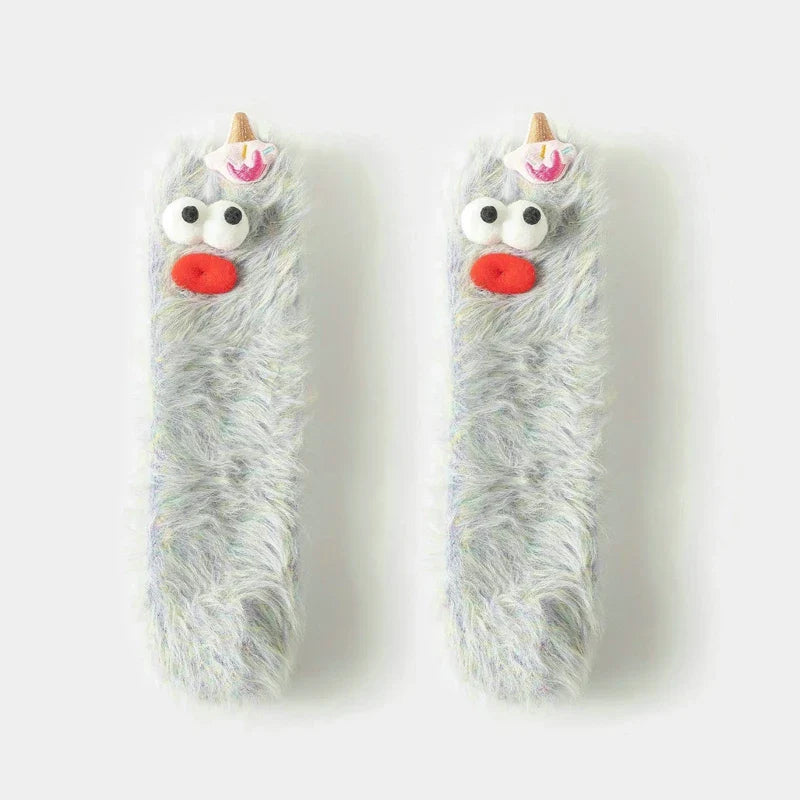 Warm Cozy Fluffy Cartoon Monster Socks