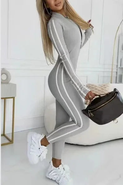 Women's Slim Fit Side Web Half-Zip Jumpsuit