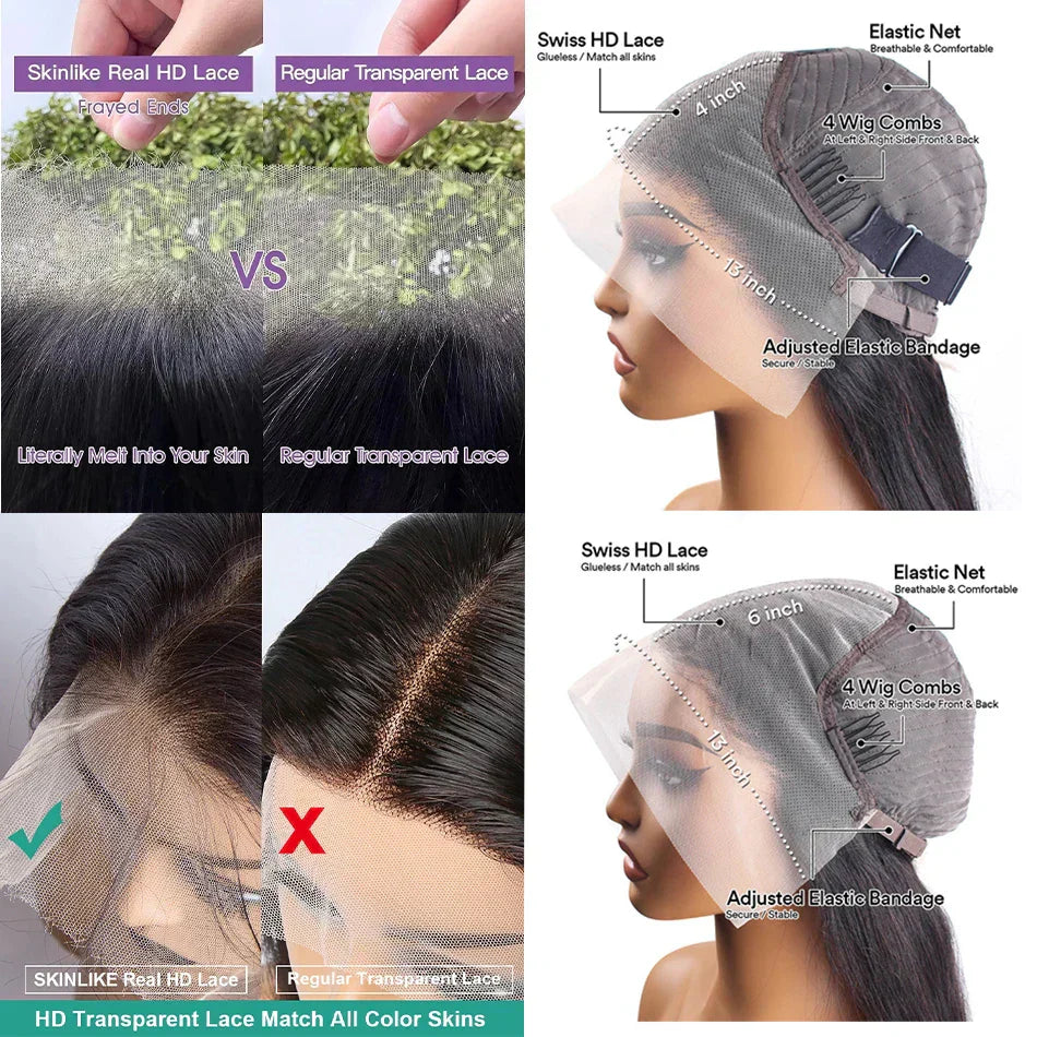Water Wave Highlight Ombre Color Invisi Strap Snug Fit 360 Skin Lace Frontal Wig Glueless Human Hair